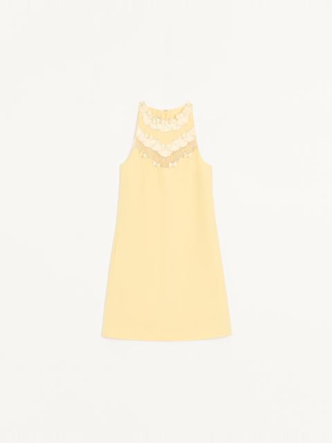 EMBROIDERED CREPE COUTURE SHORT DRESS