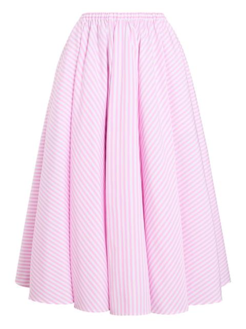 elasticated-waist striped midi skirt