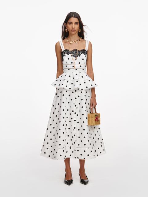 White Polka Dot Linen Midi Dress
