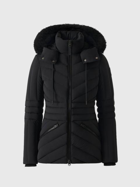 NADIA-SHZ Hooded Down Jacket With Shearling Trim