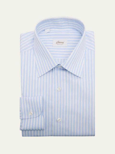 Men's Textured Cotton Stripe Point-Collar Dress Shirt