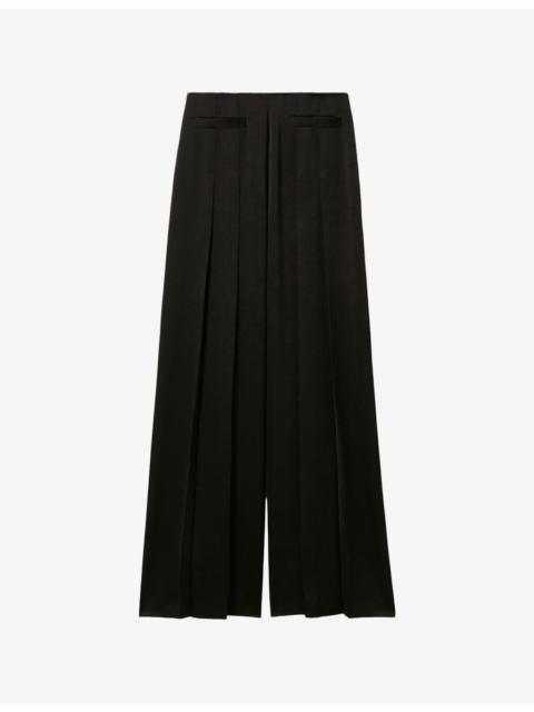 Pleated Wide-Leg Woven Trousers