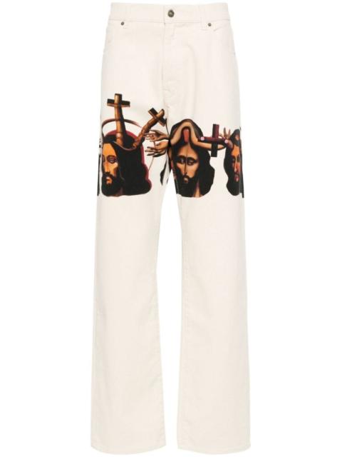 graphic-print baggy jeans