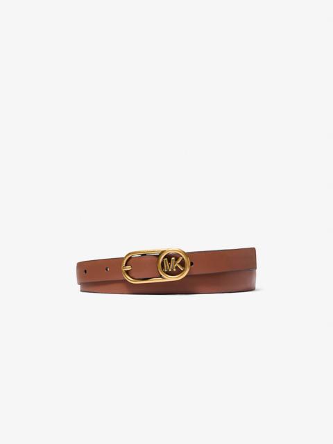 Logo Buckle Leather Belt