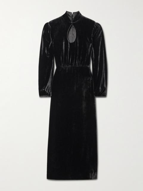 Domino Cutout Velvet Turtleneck Midi Dress