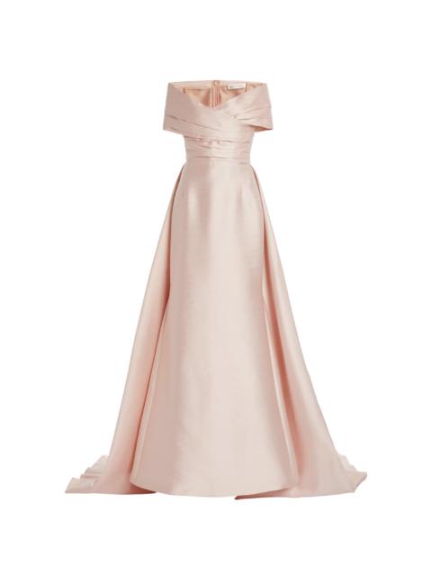 Cotton-Shantung Draped Maxi Dress pink