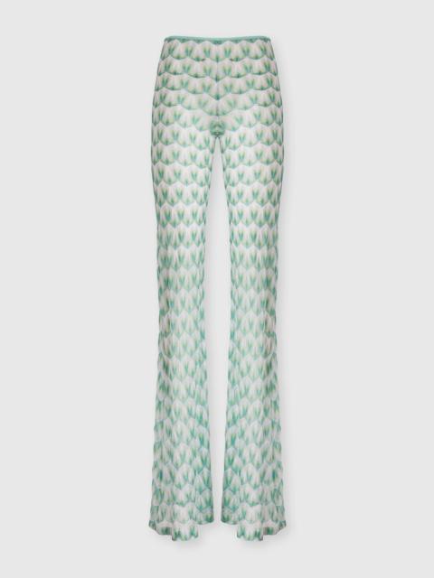 Flared trousers in floral-pattern viscose