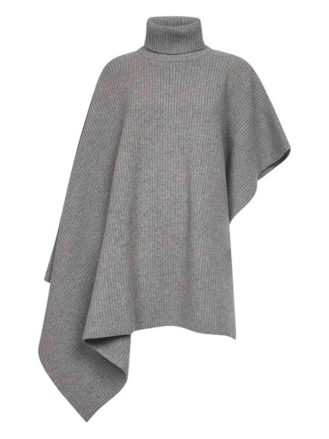 ribbed turtleneck asymmetric poncho