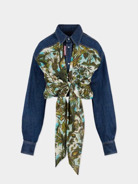 MONKEY BUSINESS DENIM MIX CROPPED SHIRT