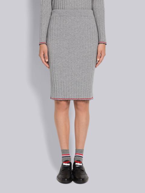 Wide Rib Cashmere Tipping Pencil Skirt