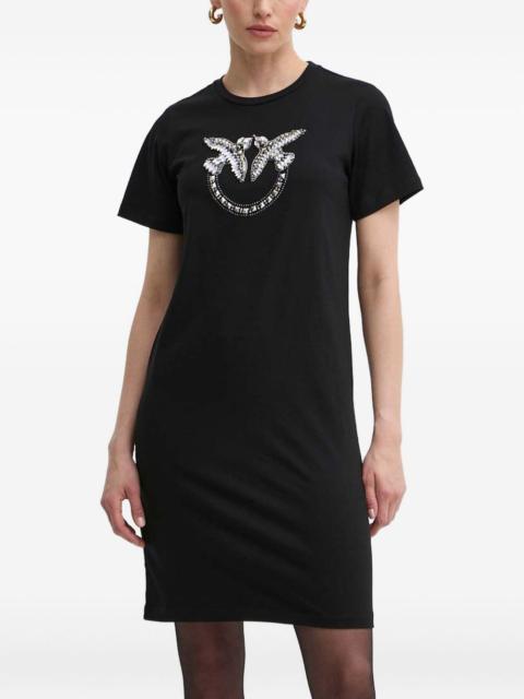 embellished graphic mini dress