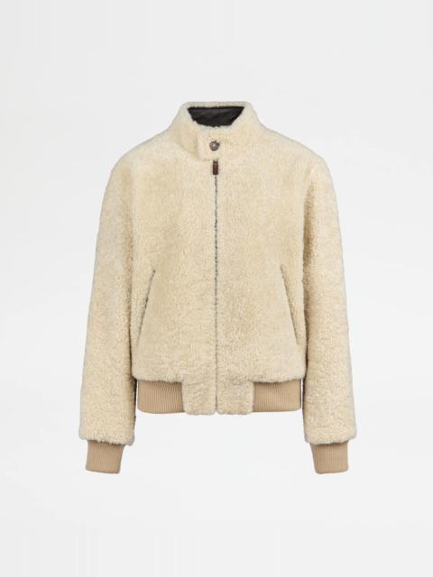 BOMBER JACKET IN SHEARLING - BURGUNDY