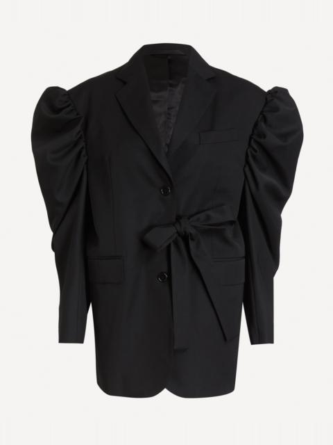 Black Cut-Out Draped Sleeve Bow Jacket