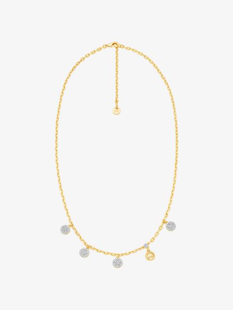 Brass Pavé Disk Charm Necklace