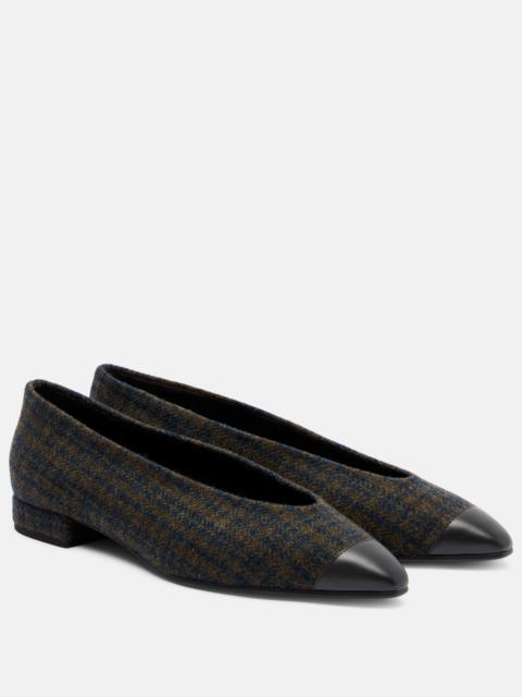 Rebecca leather-trimmed tweed ballet flats