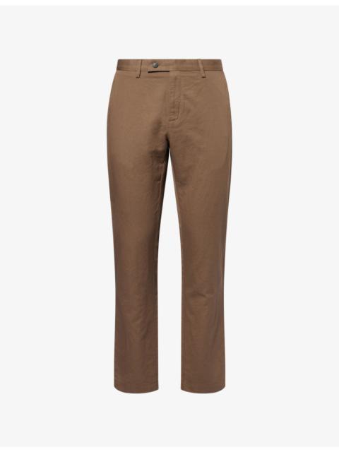 Slim-Leg Cotton And Linen Trousers