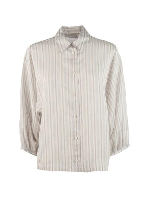 striped button-up shirt