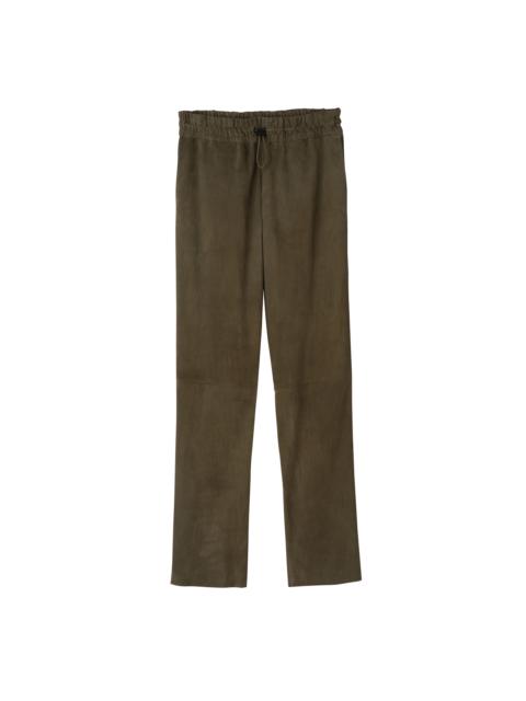 Leather straight pants Khaki - Leather