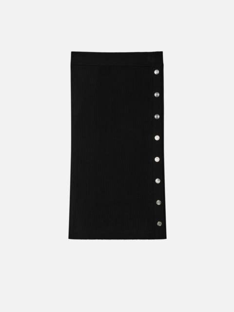 RIBBED CALF-LENGTH SKIRT WITH BUTTONS