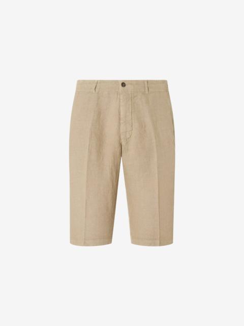 Dark beige pure linen Bermuda shorts