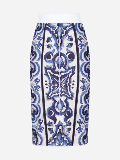 Majolica print midi skirt