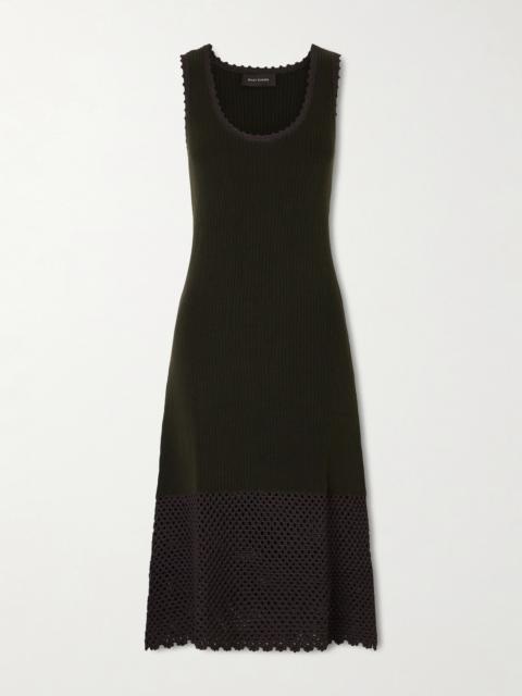 Alice Crochet-trimmed Ribbed Cotton-blend Midi Dress