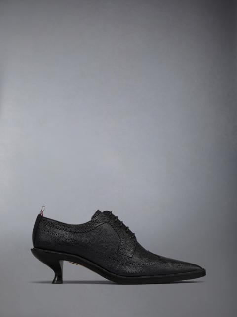 Black Pebble Grain Leather 50mm Curved Heel Longwing Brogue