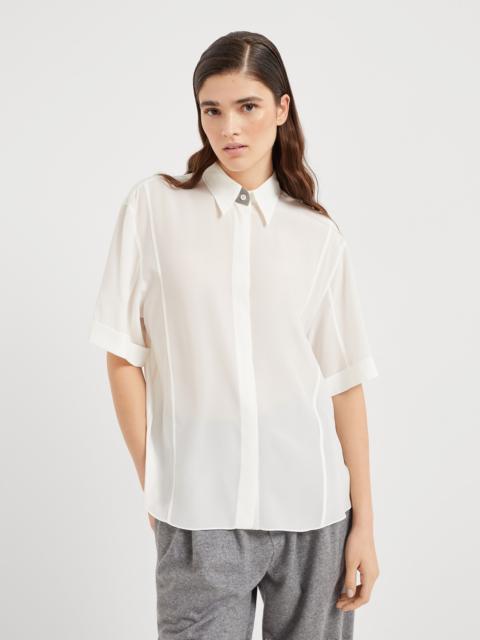Silk crêpe de Chine shirt with precious buttonhole