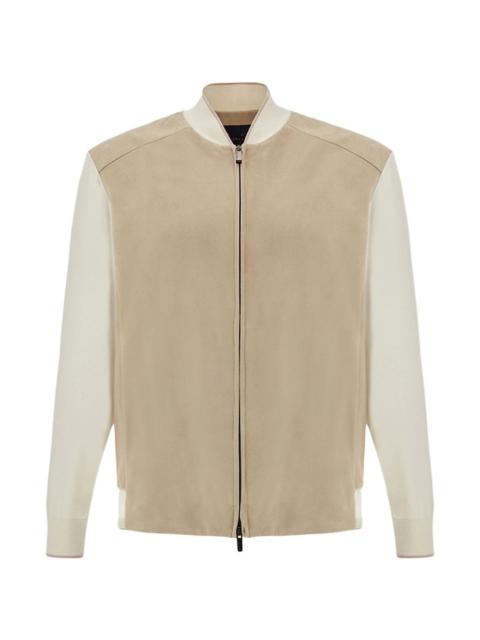 Aqualeather-panel bomber jacket