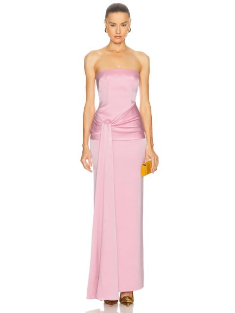 Strapless Drape Sash Column Dress