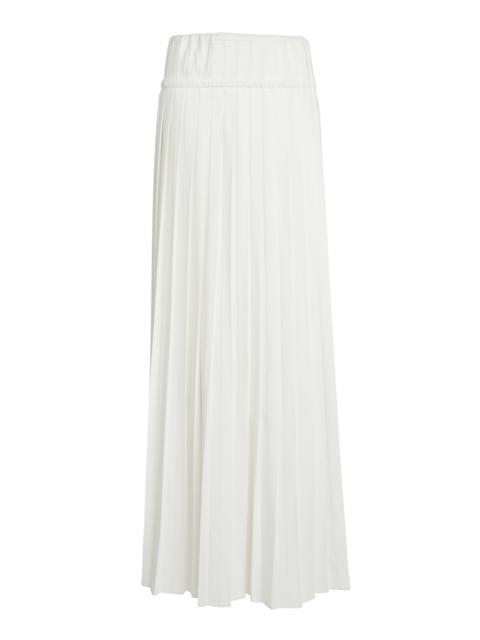 Pleated Crepe Maxi Skirt neutral