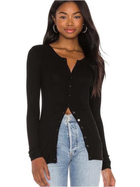 Silk Rib Fitted Long Sleeve Cardigan