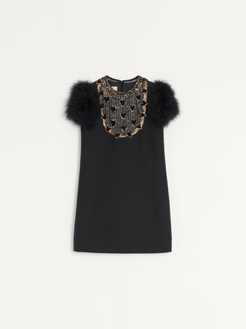 EMBROIDERED CREPE COUTURE SHORT DRESS