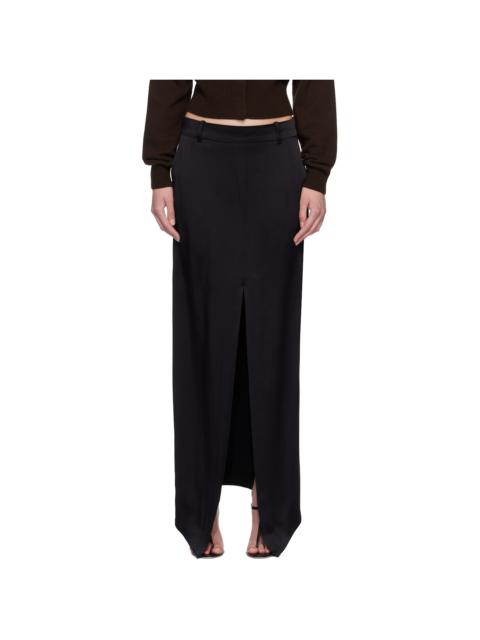 Black Crepe Envers Satin Tailored Maxi Skirt