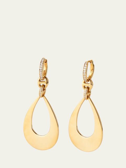 18k Yellow Gold Drop Earrings with Diamond Clasps