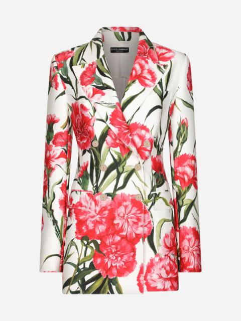 Carnation-print jersey Turlington blazer
