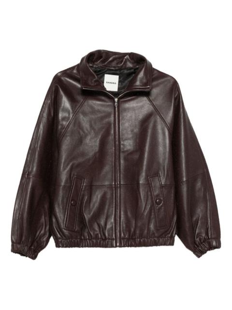 zip lambskin leather jacket