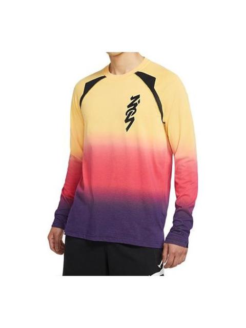 Air Jordan Dri-FIT Zion Gradient Printing Quick Dry Knit Splicing Long Sleeves Colorblock DH0589-587