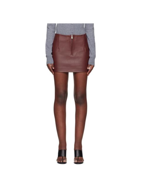 Burgundy Bonded Leather Miniskirt