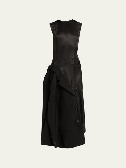 Inside-Out Suit Reconstructed Sleeveless Midi Dress