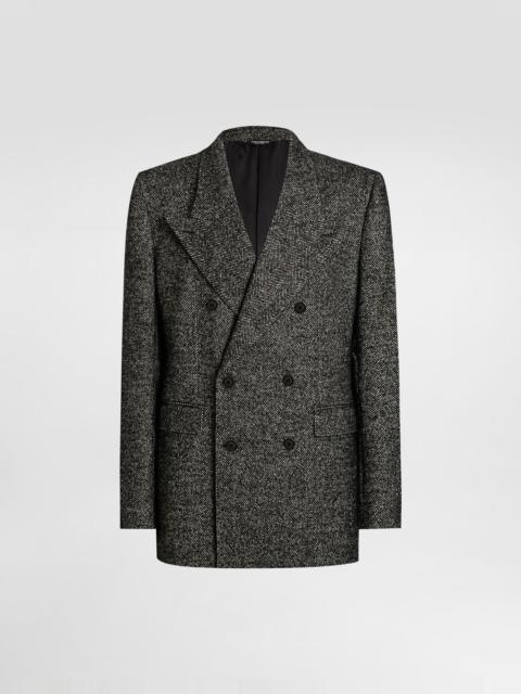Double-breasted jacket in chevronwool
