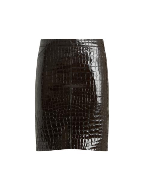 GLOSSY CROCO EMBOSSED GOAT LEATHER SKIRT