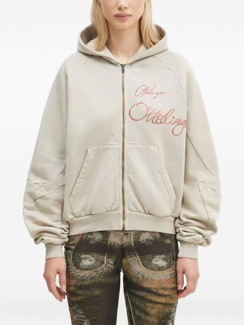 embroidered zip-up hoodie