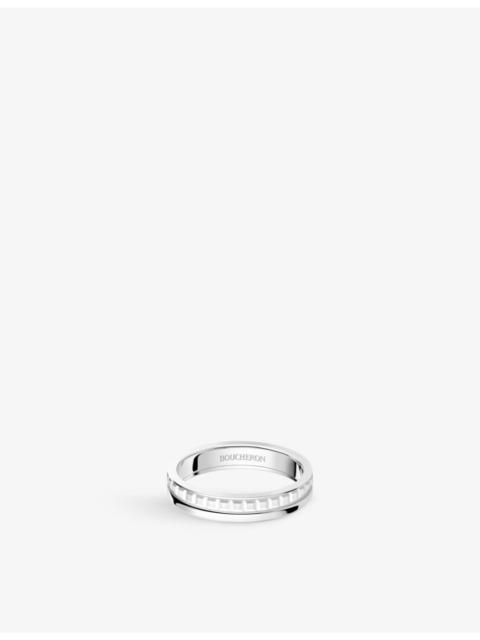 Quatre Double White Edition 18ct white-gold and white hyceram wedding band