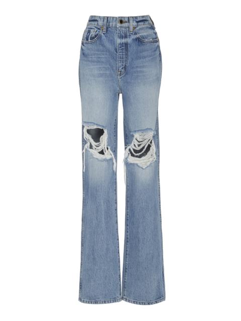 Danielle Distressed Rigid High-Rise Slim-Leg Jeans blue