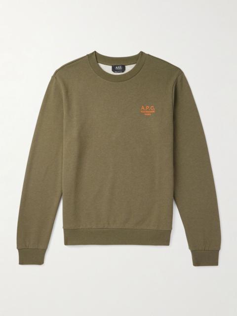 Logo-Embroidered Cotton-Blend Jersey Sweatshirt Green