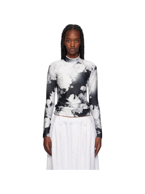 Black & White Long Sleeve Piping Turtleneck