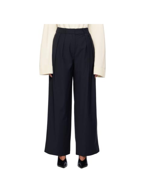 Navy Ripley Pleated Trousers