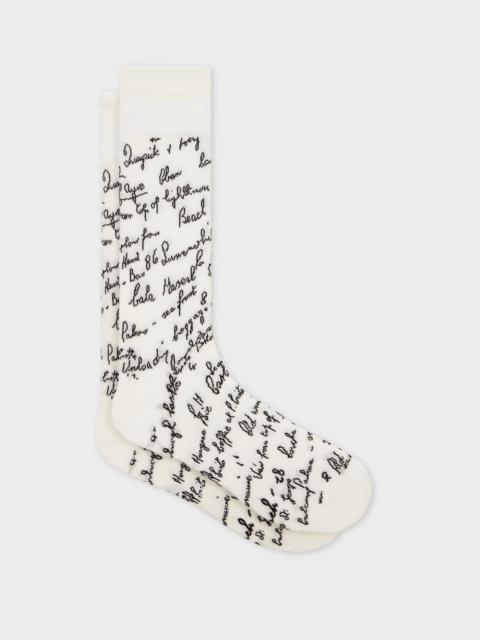 White 'Handwriting' Socks