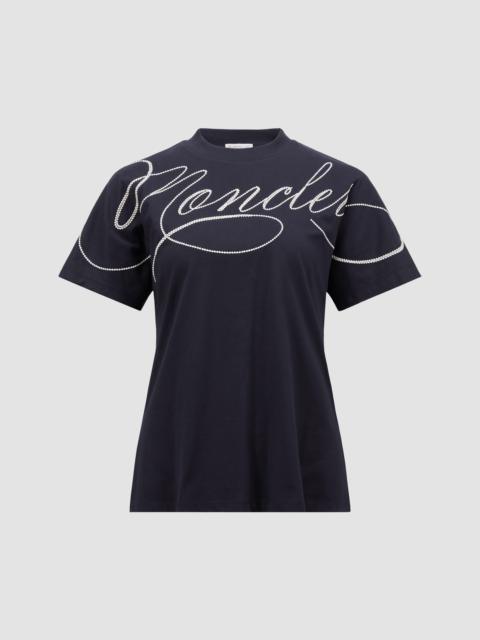 Embroidered Cursive Logo Cotton T-Shirt